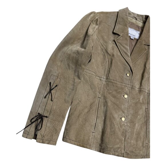 WILSONS LEATHER Suede Luxury Designer Vintage Y2K Tan Jacket Womens Large - Picture 5 of 5